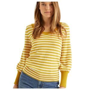 Boden Bernice Jumper - Ivory/Saffron Stripe sweater sz 8